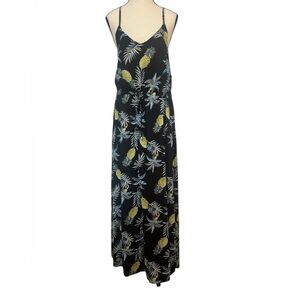 Leading Star Women’s size medium Pineapple Themed Black Maxi Dress🍍 new with tag